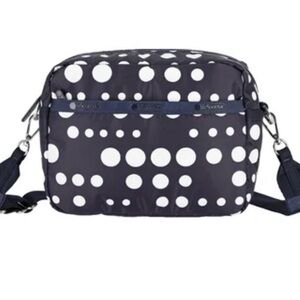 Lesportsac Navy and White Polka Dot Crossbody Bag